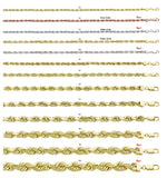 Solid 14K Yellow, White or Rose Gold Diamond Cut Rope Chain Necklace, 16 Sizes 1.5mm - 12mm