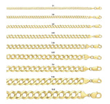 Solid 14K Yellow Gold Prime Link Curb Chain Necklace, 8 Sizes 3.1mm - 11.5mm