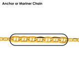 Solid 14K Yellow Flat Anchor or Mariner Chain Necklace, 4 Sizes 3.0mm to 7.4mm