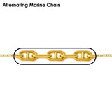 Solid 14K Yellow Gold Alternating Marine Cable Chain Necklace, 3 Sizes 3.8mm to 5.6mm