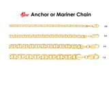 Solid 14K Yellow Flat Anchor or Mariner Chain Necklace, 4 Sizes 3.0mm to 7.4mm