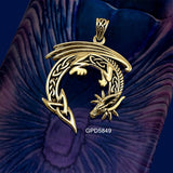 Dragon with Celtic Solid Gold Pendant GPD5849 - Jewelry