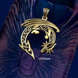 Dragon with Celtic Solid Gold Pendant GPD5849