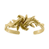 Double Hammerhead Shark Solid Yellow Gold Cuff Bracelet GBA199 by GBA199
