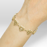 Celtic Knotwork and Hearts 14 Karat Solid Gold Bracelet GTBG737