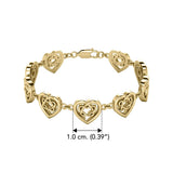 Celtic Knotwork and Hearts 14 Karat Solid Gold Bracelet GTBG737