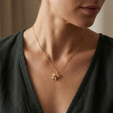 Flying Hummingbird with Flower Solid Gold Charm