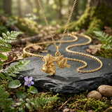 Flying Hummingbird with Flower Solid Gold Charm