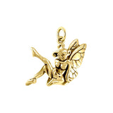 Enchanted Sitting Fairy Solid Yellow Gold Charm GCM656 - Jewelry