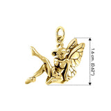 Enchanted Sitting Fairy Solid Yellow Gold Charm GCM656 - Jewelry