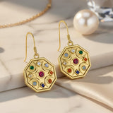 Pendientes Chandra Moon de oro macizo con gema GER1343