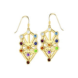 Kabbalah with Chakra Gemstone Solid Gold Earrings GER1717