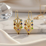 Kabbalah with Chakra Gemstone Solid Gold Earrings GER1717