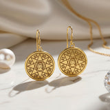 Pendientes de oro macizo con forma de herradura y serpiente con número de la suerte GER1724