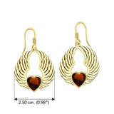 Gemstone Heart and Angel Wings Solid Yellow Gold Earrings GER1742