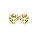 Small Celtic Heart Solid Yellow Gold Post Earrings GER1748 - Jewelry