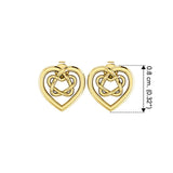 Small Celtic Heart Solid Yellow Gold Post Earrings GER1748 - Jewelry