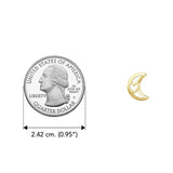 The Heart in Crescent Moon Solid Yellow Gold Post Earrings GER1779 - Jewelry