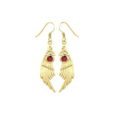 Celtic Trinity Knot Angel Wing Solid Yellow Gold Earrings with Round Gemstone GER1926 - Jewelry
