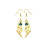 Celtic Trinity Knot Angel Wing Solid Yellow Gold Earrings with Round Gemstone GER1926 - Jewelry