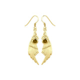 Celtic Trinity Knot Angel Wing Solid Yellow Gold Earrings with Round Gemstone GER1926 - Jewelry