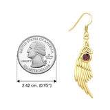 Celtic Trinity Knot Angel Wing Solid Yellow Gold Earrings with Round Gemstone GER1926 - Jewelry