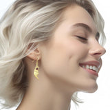 Celtic Trinity Knot Angel Wing Solid Yellow Gold Earrings with Round Gemstone GER1926 - Jewelry
