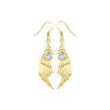 Celtic Trinity Knot Angel Wing Solid Yellow Gold Earrings with Round Gemstone GER1926