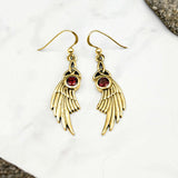 Celtic Trinity Knot Angel Wing Solid Yellow Gold Earrings with Round Gemstone GER1926 - Jewelry
