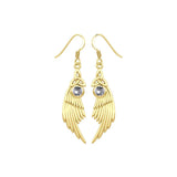 Celtic Trinity Knot Angel Wing Solid Yellow Gold Earrings with Round Gemstone GER1926 - Jewelry