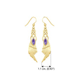 Celtic Knot Angel Wing Solid Yellow Gold Earrings with Marquise Gemstone GER1928