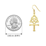 Triquetra and Ankh Solid Yellow Gold Earrings GER1952