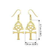 Triquetra and Ankh Solid Yellow Gold Earrings GER1952