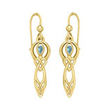 Celtic Knotwork Goddess with Gemstone Solid Gold Earrings