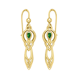 Celtic Knotwork Goddess with Gemstone Solid Gold Earrings