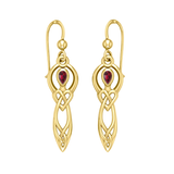 Celtic Knotwork Goddess with Gemstone Solid Gold Earrings