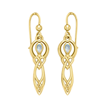 Celtic Knotwork Goddess with Gemstone Solid Gold Earrings