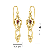 Celtic Knotwork Goddess with Gemstone Solid Gold Earrings