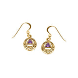 Recovery Symbol Celtic Design Earrings In 14K Yellow Solid Gold Elegant Timeless Jewelry