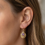 Recovery Symbol Celtic Design Earrings In 14K Yellow Solid Gold Elegant Timeless Jewelry