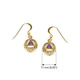 Recovery Symbol Celtic Design Earrings In 14K Yellow Solid Gold Elegant Timeless Jewelry