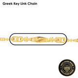 Solid 14K Yellow Gold Handmade Greek Key Link Chain Necklace, Sizes 5.5mm - 12mm