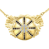 Breathtaking work of art ~ Dali-inspired fine Solid Gold Necklace with Black Brown and White Cubic Zirconia GNC139