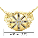 Breathtaking work of art ~ Dali-inspired fine Solid Gold Necklace with Black Brown and White Cubic Zirconia GNC139 - Jewelry