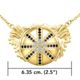Breathtaking work of art ~ Dali-inspired fine Solid Gold Necklace with Black Brown and White Cubic Zirconia GNC139