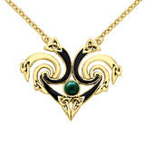 Representation that lies in the Universe Solid Yellow Gold Triquetra Necklace with Gemstone GNC160