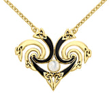 Representation that lies in the Universe Solid Yellow Gold Triquetra Necklace with Gemstone GNC160