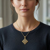 Square Celtic Knotwork Solid Gold Pendant