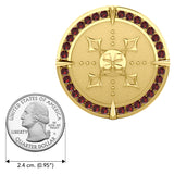 Viking Warrior Shield of Inspiration Solid Yellow Gold Pendant Jewelry with Garnet Gemstones GPD1189