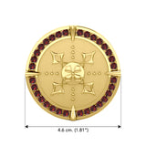 Viking Warrior Shield of Inspiration Solid Yellow Gold Pendant Jewelry with Garnet Gemstones GPD1189